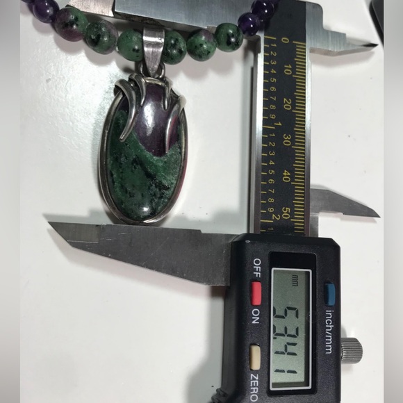 Ruby in Zoisite Natural Beaded Pendant Necklace - Picture 9 of 9